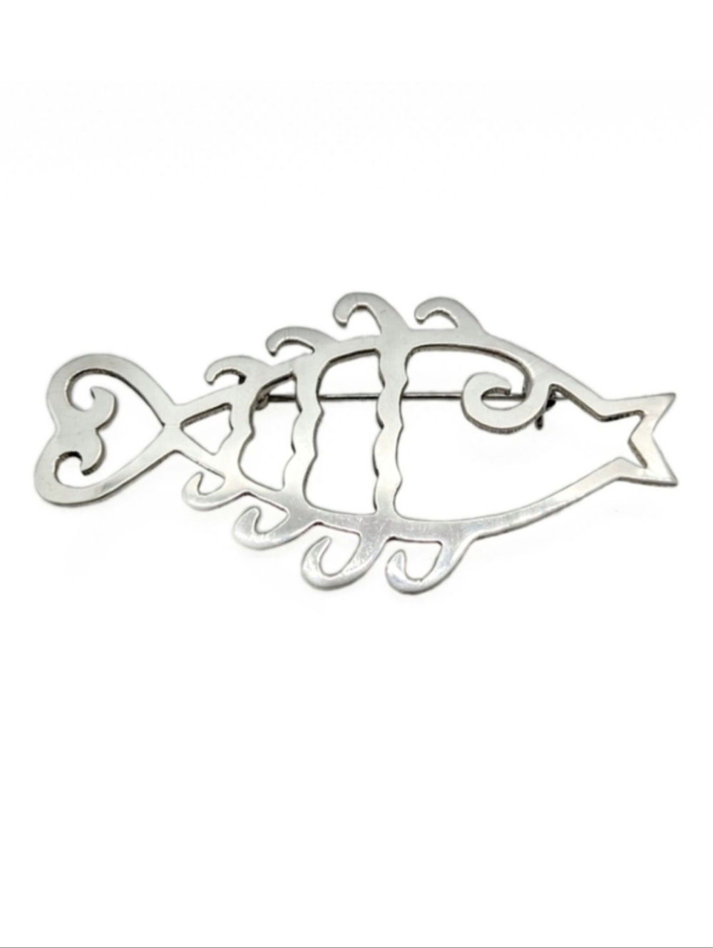 Vintage Sterling Silver Fish Brooch